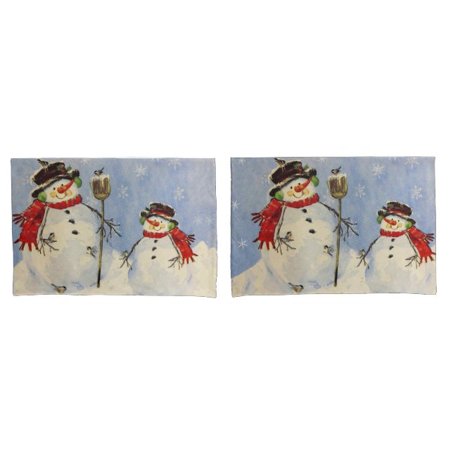 Funda De Cojín Hombre de nieve e hijo (Anverso - Set)