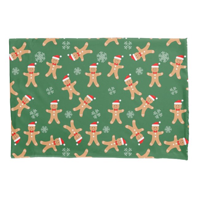 Funda De Cojín Hombres de Jengibre de Navidad en Verde  (Anverso)