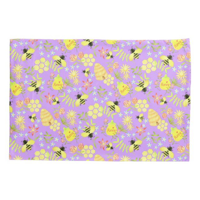 Funda De Cojín Honey Bee Purple (Reverso)