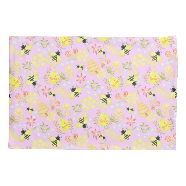 Funda De Cojín Honey Bee Rosa (Reverso)
