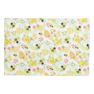 Funda De Cojín Honey Bee White
