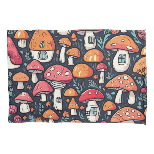 Funda De Cojín Hongos coloridos y bonitos (Anverso)