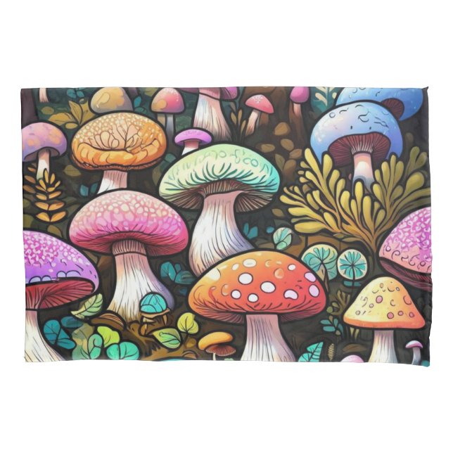 Funda De Cojín Hongos coloridos y bonitos (Anverso)