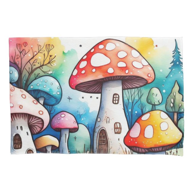 Funda De Cojín Hongos coloridos y bonitos (Anverso)