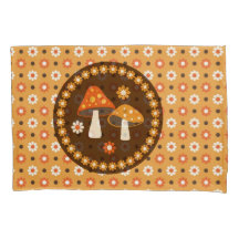 Hongos y flores dulces retro