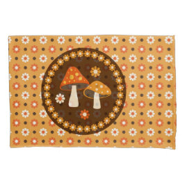 Funda De Cojín Hongos y flores dulces retro