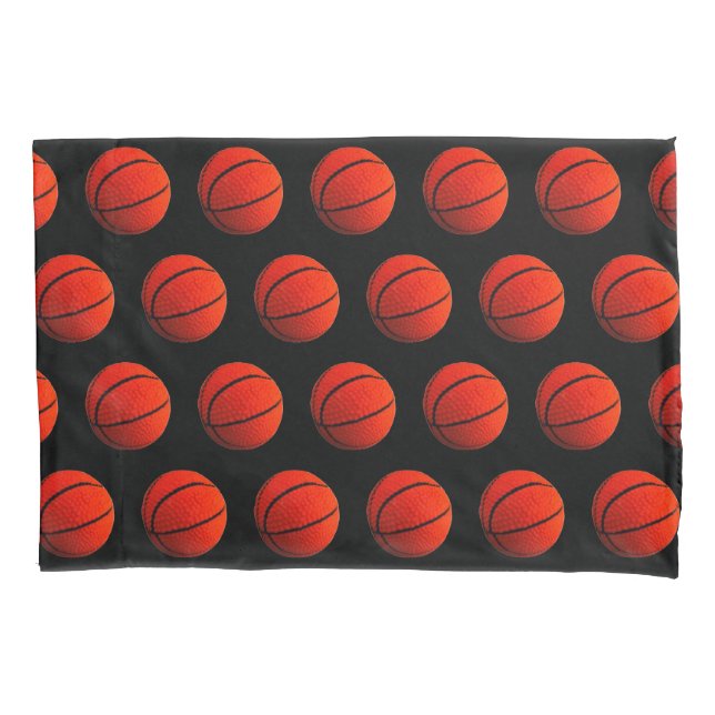 Funda De Cojín Hoops de baloncesto Naranja Negro 4Mack Pillowcase (Anverso)