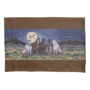 Funda De Cojín Horarios Pony Watch Moon Night Sky Nature Meadow