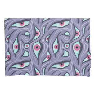 Funda De Cojín Horror Psicodélico ondulado - Patrón de ojos malva