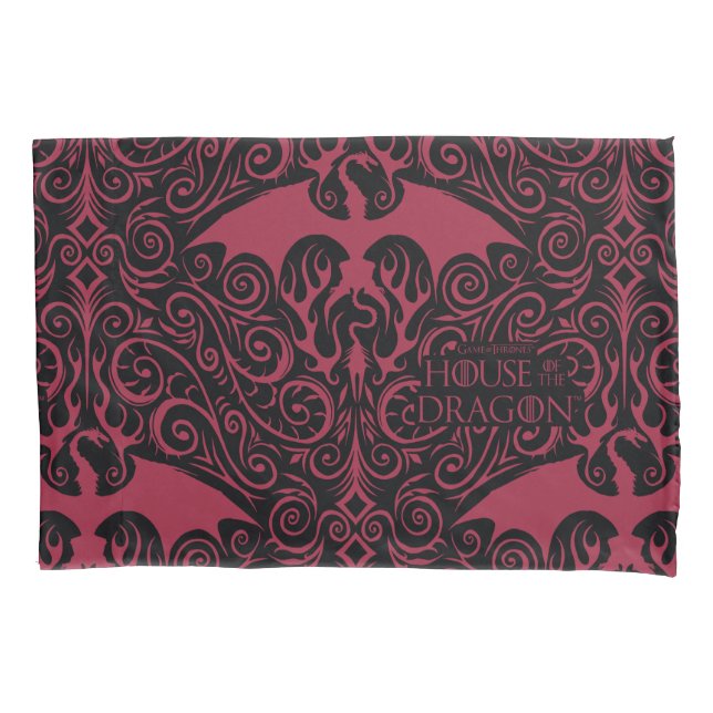 Funda De Cojín HOUSE OF THE DRAGON | Red Dragon Filigree Pattern (Anverso)