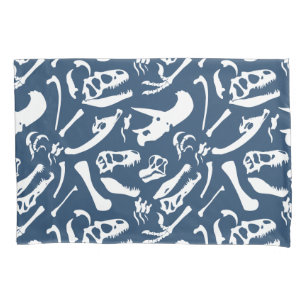 Funda De Cojín Huesos de dinosaurio (azul)