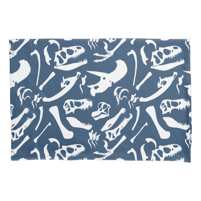 Funda De Cojín Huesos de dinosaurio (azul) (Anverso)