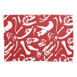 Funda De Cojín Huesos de dinosaurio (rojo)
