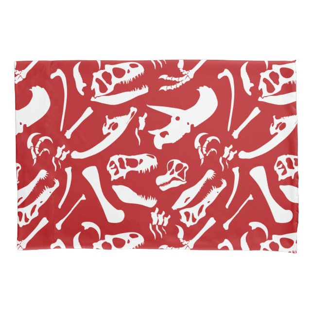 Funda De Cojín Huesos de dinosaurio (rojo) (Anverso)