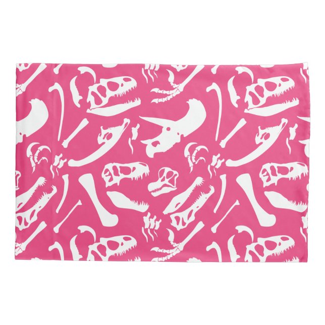 Funda De Cojín Huesos de dinosaurio (rosa) (Reverso)
