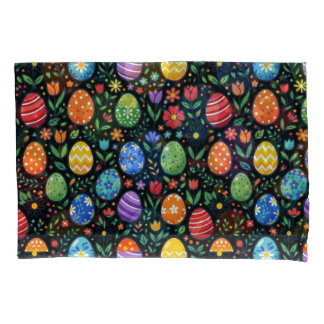 Funda De Cojín Huevos de Pascua y Flores Arcoíris