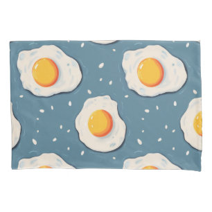 Funda De Cojín Huevos fritos sobre el patrón azul