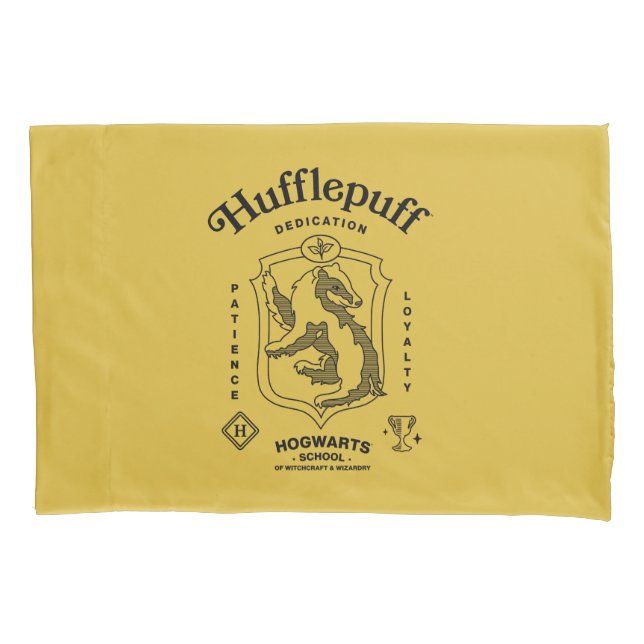 Funda De Cojín HUFFLEPUFF™ Dedication Patience Loyalty Crest (Anverso)