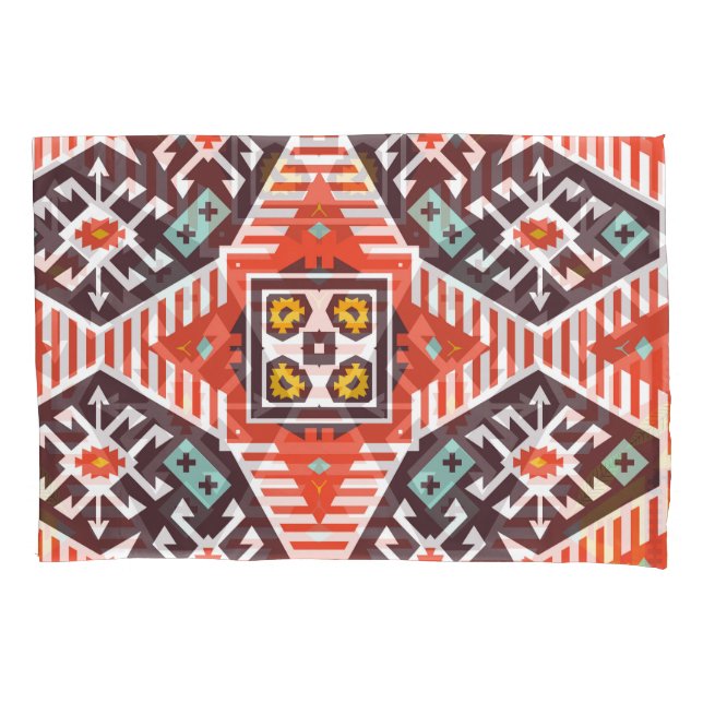 Funda De Cojín Ikat Aztec: Textura de rayas étnicas (Anverso)