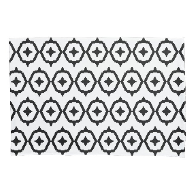 Funda De Cojín Ikat azteca blanco y negro (Anverso)
