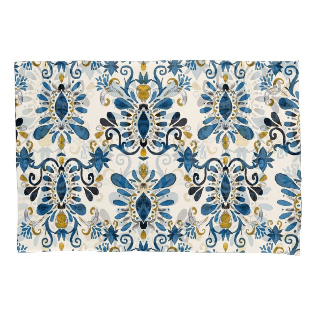 Funda De Cojín Ikat tie-dye, acuarela tribal (Anverso)