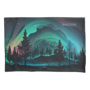 Funda De Cojín Ilustracion Aurora Borealis