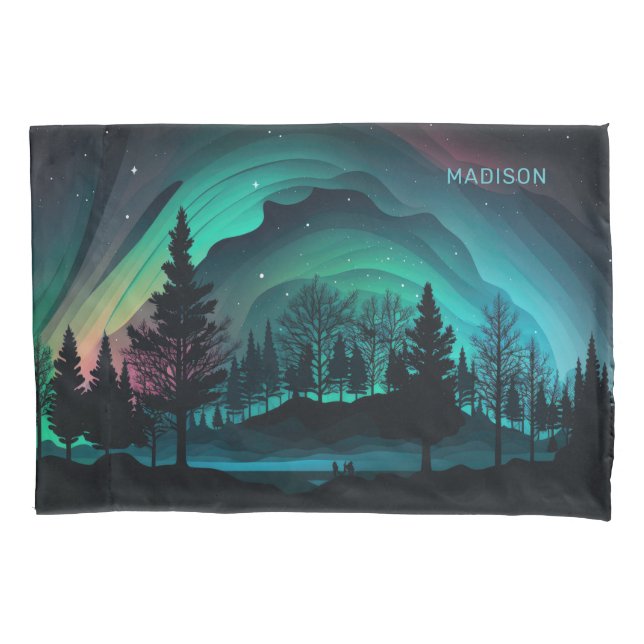 Funda De Cojín Ilustracion Aurora Borealis (Anverso)