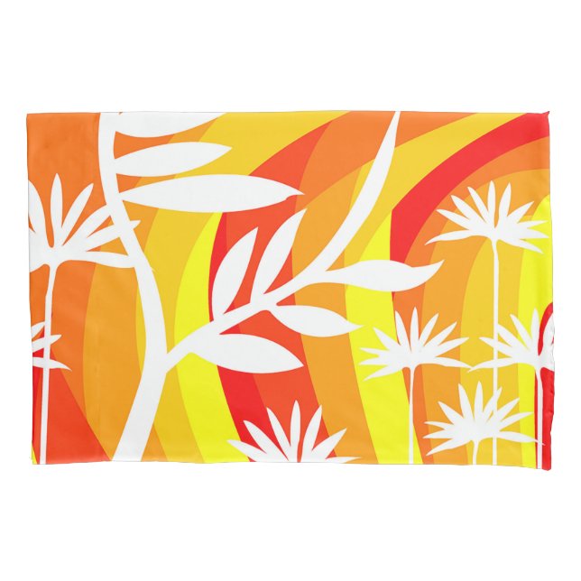 Funda De Cojín Ilustracion Botánico Blanco y naranja (Anverso-izquierdo)