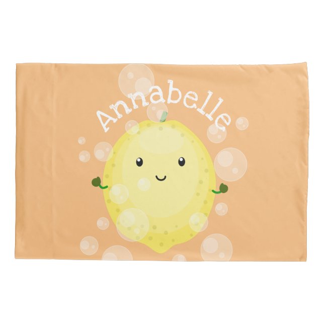 Funda De Cojín Ilustracion de burbujas de personalizado de limón (Reverso)