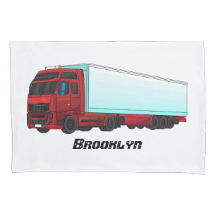 Funda De Cojín Ilustracion de camión de remolques rojos