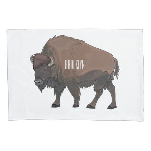 Funda De Cojín Ilustración de dibujos animados de bisonte