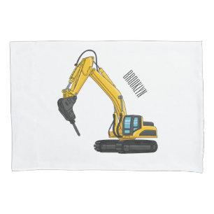 Funda De Cojín Ilustración de dibujos animados de excavadora romp