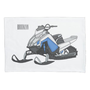 Funda De Cojín Ilustración de dibujos animados de moto de nieve