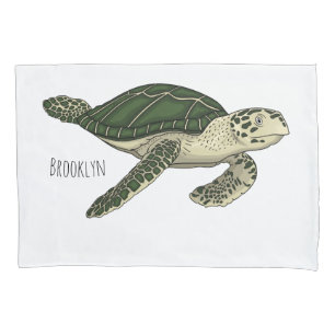 Funda De Cojín Ilustración de dibujos animados de tortuga marina