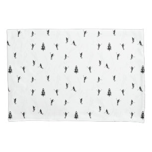 Funda De Cojín Ilustracion de esquí alpino monocromo