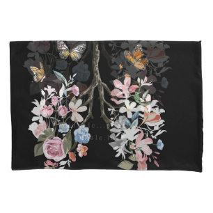Funda De Cojín Ilustración de flores coloridas, mariposas, pulmon