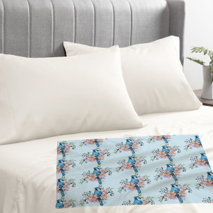 Funda De Cojín Ilustración de flores de primavera y pájaro arrend