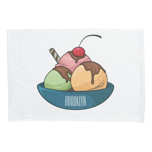 Funda De Cojín Ilustracion de helado personalizado (Anverso)