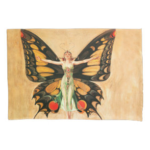 Funda De Cojín Ilustración de mujer Leyendecker mariposa Flapper