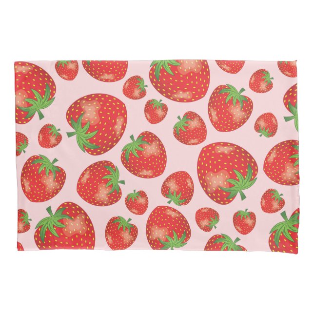 Funda De Cojín Ilustracion De Patrón De Fruta De Fresa En Rosa (Anverso-izquierdo)