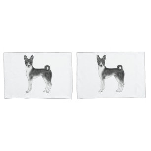 Funda De Cojín Ilustración de perro Basenji lindo en blanco y neg