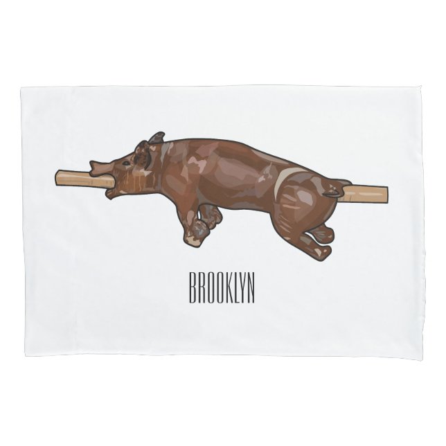 Funda De Cojín Ilustracion de personalizado asado de cerdo / cerd (Anverso)