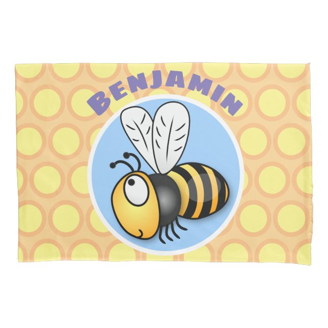 Funda De Cojín Ilustracion de personalizado de abejas graciosa (Anverso)