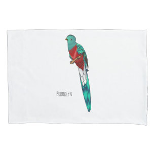 Funda De Cojín Ilustracion de personalizado de aves quetzales res