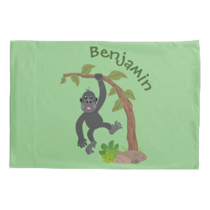 Funda De Cojín Ilustracion de personalizado de bebé gorila feliz