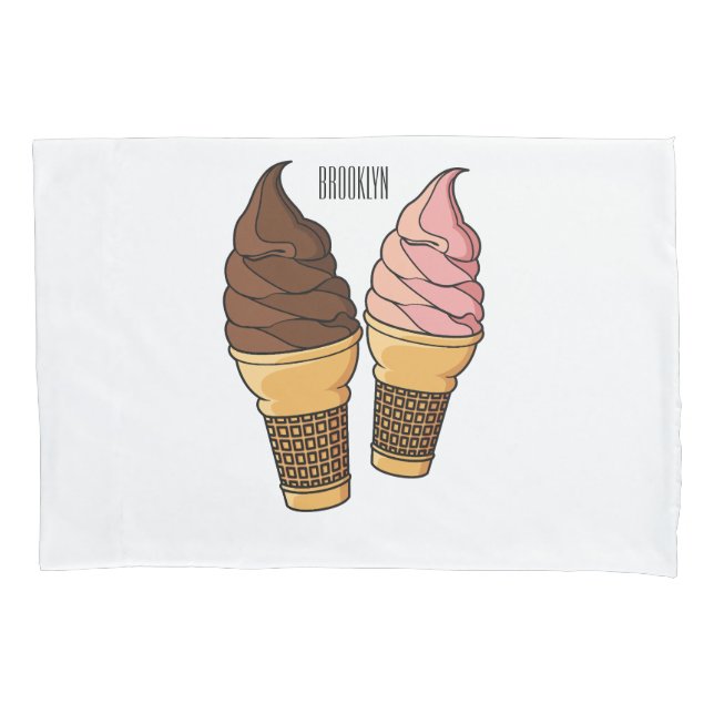 Funda De Cojín Ilustracion de personalizado de helado de cono (Anverso)