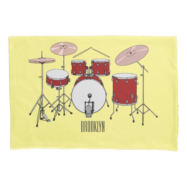 Funda De Cojín Ilustracion de personalizado de kit de tambor (Anverso)