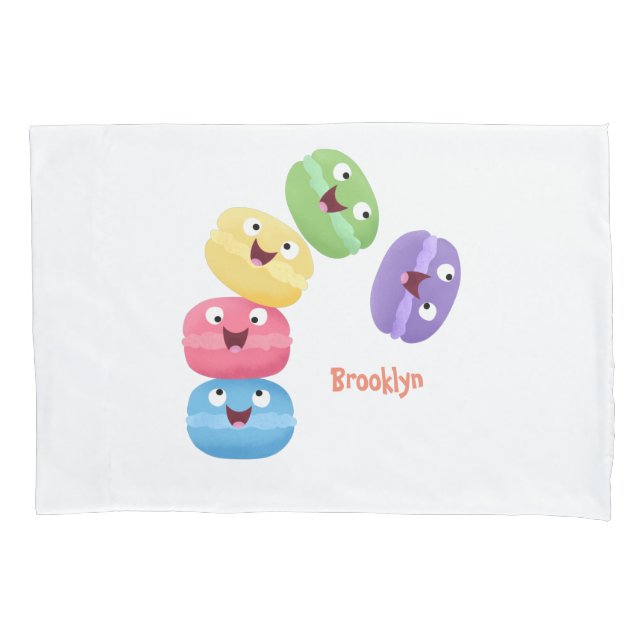 Funda De Cojín Ilustracion de personalizado de macarons graciosos (Anverso)