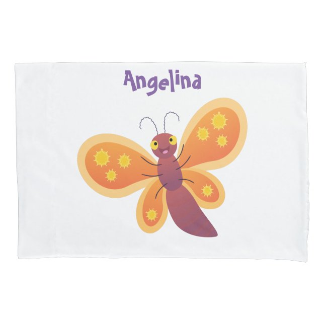 Funda De Cojín Ilustracion de personalizado de mariposa naranja f (Anverso)