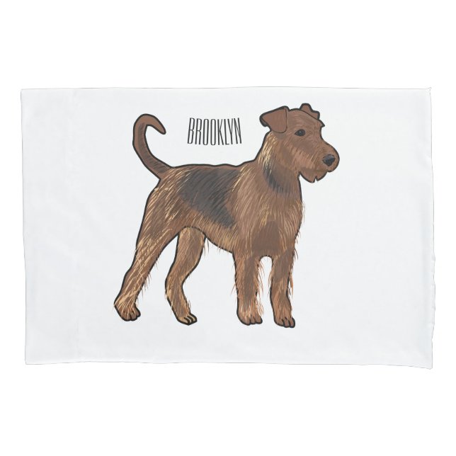 Funda De Cojín Ilustracion de personalizado de perro Airedale ter (Anverso)